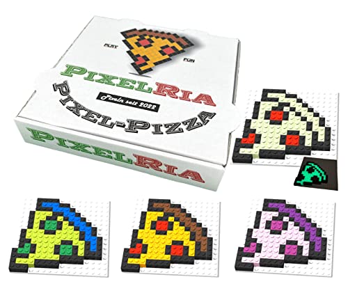 CMC imports Pixel Pizza lustige Geschenke für Kinder & Erwachsene Klemmbausteine Kindergeburtstag Mitgebsel Gastgeschenk Bausatz (Pixel-Pizza Glow in The Dark) von CMC imports