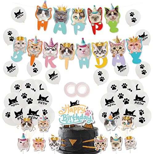 Deko Geburtstag Kätzchen Geburtstag Deko Kätzchen Luftballons Katze Gesicht Geburtstag Luftballons Katzen Party Deko Katzen Geburtstagsdeko Kätzchen Geburtstag Girlande Kätzchen Kuchendeckel von CMDXBD