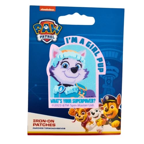 COMERCIAL MERCERA, Aufnäher Patches, Paw Patrol, Aufnäher Ideal für Mützen, Jacken, T-Shirts oder Schultaschen, Gedruckt, 100% Polyester, (Everest Mädchen-Welpe) von CMM COMERCIAL MERCERA