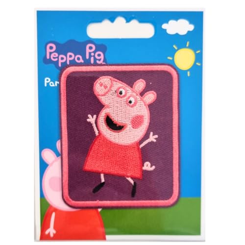 COMERCIAL MERCERA, Aufnäher Patches, Peppa Wutz, Aufnäher Ideal für Mützen, Jacken, T-Shirts oder Schultaschen, 100% Polyester, (Peppa Wutz Fröhlich) von CMM COMERCIAL MERCERA