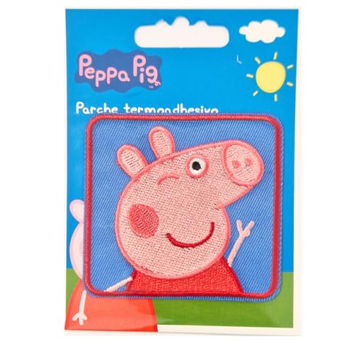 COMERCIAL MERCERA, Aufnäher Patches, Peppa Wutz, Aufnäher Ideal für Mützen, Jacken, T-Shirts oder Schultaschen, 100% Polyester, (Peppa Wutz Glücklich) von CMM COMERCIAL MERCERA