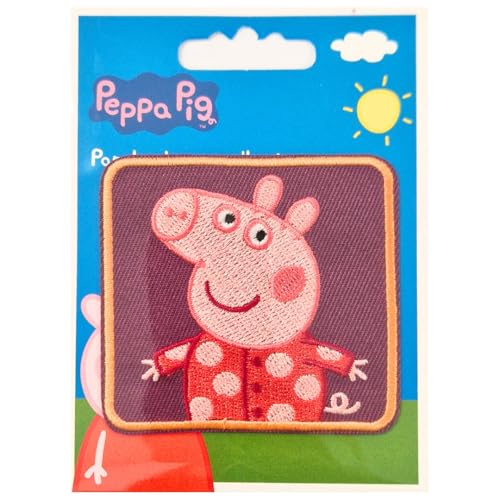 COMERCIAL MERCERA, Aufnäher Patches, Peppa Wutz, Aufnäher Ideal für Mützen, Jacken, T-Shirts oder Schultaschen, 100% Polyester, (Peppa Wutz Rotes Kleid) von CMM COMERCIAL MERCERA