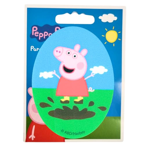 COMERCIAL MERCERA, Aufnäher Patches, Peppa Wutz, Knieflicken, Ideal zum Reparieren von Hosen und Jacken, Gedruckt, 100% Polyester, (Peppa Wutz Schlamm-Pfütze) von CMM COMERCIAL MERCERA