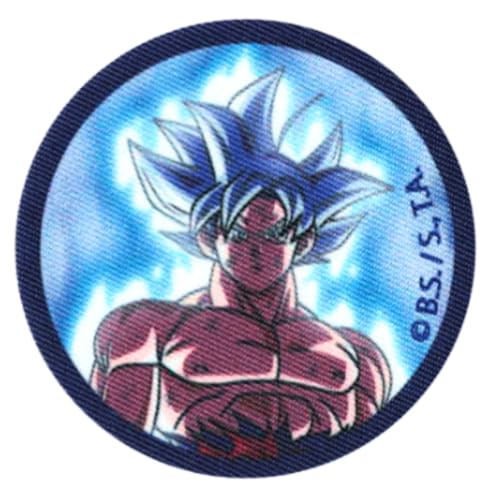 COMERCIAL MERCERA, Dekorativer Aufnäher zum Aufbügeln, Dragon Ball, Aufnäher für T-Shirts, Kappen, Schulrucksäcke, 100% Polyester, Bedruckt, 6,5x5,5 Cm - 6 Cm (Goku Super Saiyan Blau 3) von CMM COMERCIAL MERCERA