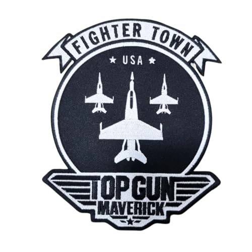 COMERCIAL MERCERA, Top Gun Aufnäher Patches, Fighter Town Maverick Abzeichen XL, Originale, Aufnäher Ideal für Jacken, Aufnäher für Jacken, Personalisiere deine Top Gun Jacke, Großes Format, 100%Pol von CMM COMERCIAL MERCERA