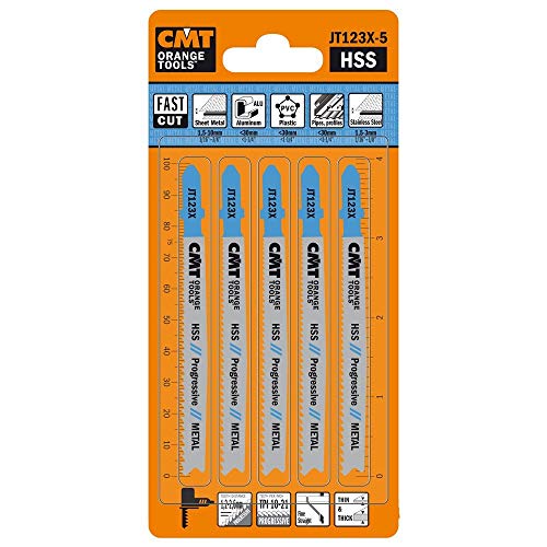 CMT ORANGE TOOLS JT123X-5-5 HCS-STICHSÄGEBLÄTTER FÜR EBENE UND FEINE METALLE 100X1,2-2,6X21-10TPI von CMT ORANGE TOOLS