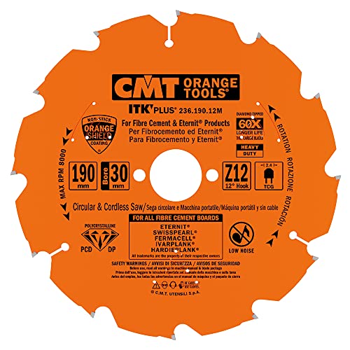 CMT ORANGE TOOLS 236.190.12M - KREISSÄGEBLATT AUS DIAMANT FÜR FASERZEMENT 190X2.4X30 Z=12 TCG von CMT ORANGE TOOLS