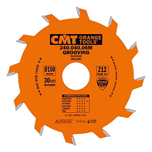 CMT ORANGE TOOLS - Industrielles NUTKREISSÄGEBLATT aus Wolframcarbid für Baum, 150X4X30 Z=12 FLACHZAHN von CMT ORANGE TOOLS