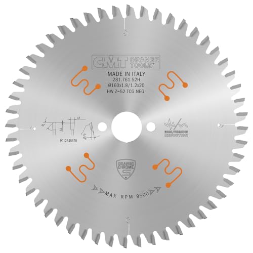 CMT ORANGE TOOLS 281.761.52H - KREISSÄGEBLÄTTER HW 160x1.8/1.2x20 Z52 TCG Neg von CMT ORANGE TOOLS