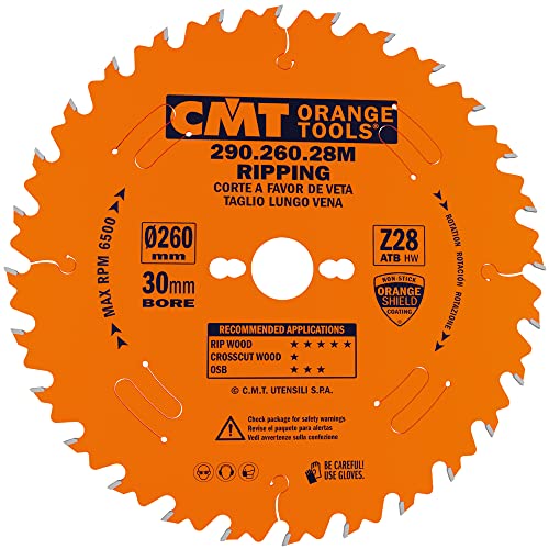 CMT ORANGE TOOLS 290.260.28M - HM-KREISSÄGEBLATT - LÄNGSSCHNITT 260X2.8X30 Z=28 10° WECHSELZAHN von CMT ORANGE TOOLS