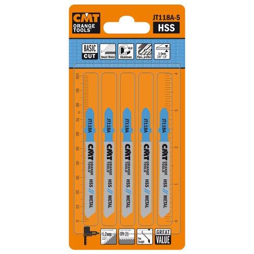 CMT ORANGE TOOLS JT118A-5-5 HCS-STICHSÄGEBLÄTTER FÜR EBENES UND FEINES HOLZ 76X1,2X21TPI von CMT ORANGE TOOLS