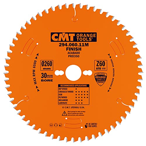 CMT ORANGE TOOLS QUERSCHNITTSÄGE 260X2.5X30 Z=60 -5° WECHSELZAHN von CMT ORANGE TOOLS