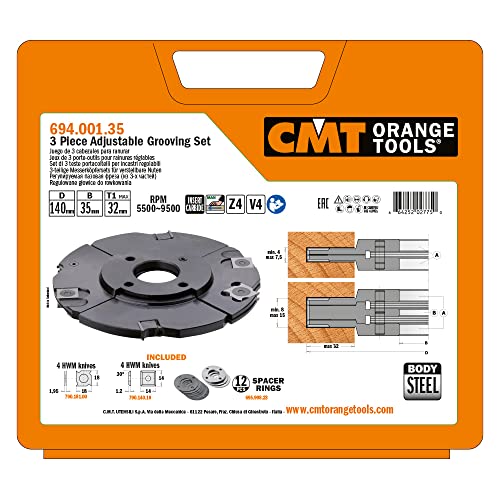 CMT ORANGE TOOLS 694.001.35-3-TEILIGES VERSTELLBARES NUTMESSERKOPF-SET D=140X4-15X35 von CMT