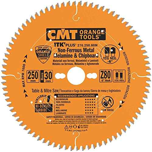 CMT ORANGE TOOLS 276.250.80M - KREISSÄGEBLAT FÜR ALUMINIUM HW 250X2.6/1.8X30 Z80 TCG NEG von CMT