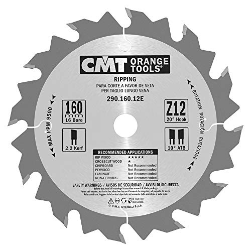 CMT ORANGE TOOLS 290.160.12E - HANDKREISSÄGEBLATT - LÄNGSSCHNITT 160X2.2X16 Z=12 10° WECHSELZAHN von CMT