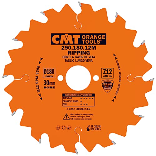 CMT ORANGE TOOLS 290.180.12M - HANDKREISSÄGEBLATT - LÄNGSSCHNITT 180X2.6X30 Z=12 10° WECHSELZAHN von CMT