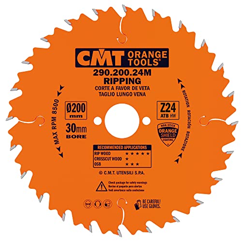 CMT ORANGE TOOLS 290.200.24M - HANDKREISSÄGEBLATT - LÄNGSSCHNITT 200X2.8X30 Z=24 10° WECHSELZAHN von CMT