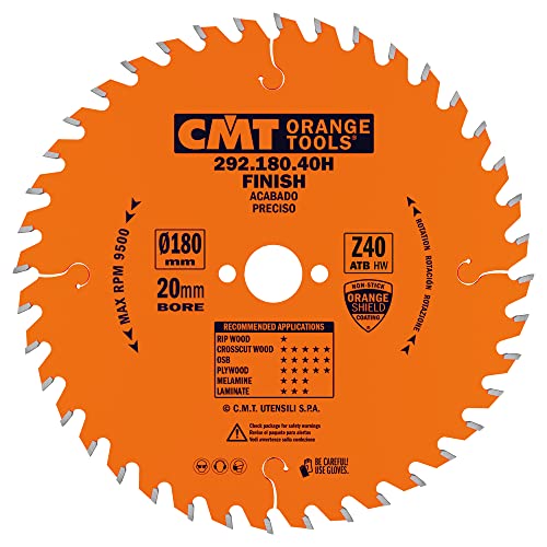 CMT ORANGE TOOLS 292.180.40H - QUERSCHNITTSÄGE FÜR HANDMASCHINEN 180X2.6X20 Z=40 15° ATB von CMT