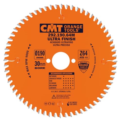 CMT ORANGE TOOLS 292.190.64M - QUERSCHNITTSÄGE FÜR HANDMASCHINEN 190X2.6X30 Z=64 15° ATB von CMT