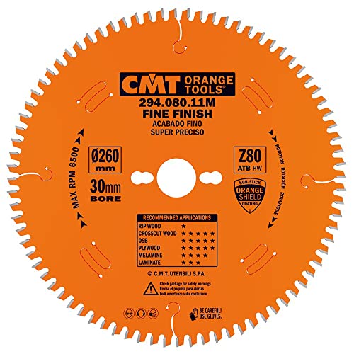 CMT ORANGE TOOLS 294.080.11M - QUERSCHNITTSÄGE 260X2.5/1.8X30 Z=80-5° WECHSELZAHN von CMT