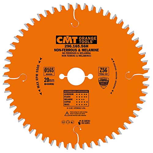 CMT ORANGE TOOLS 296.165.56H - KREISSÄGEBLÄTTER FÜR EISENFREIES MATERIAL, PLASTIK 165X2.2/1.6X20 Z56 TCG-6° NEG von CMT