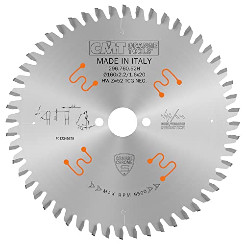 CMT ORANGE TOOLS 296.760.52H - KREISSÄGEBLÄTTER-PLAS CHROME HW 160X2.2/1.8X20 Z52 TCG -5NEG von CMT