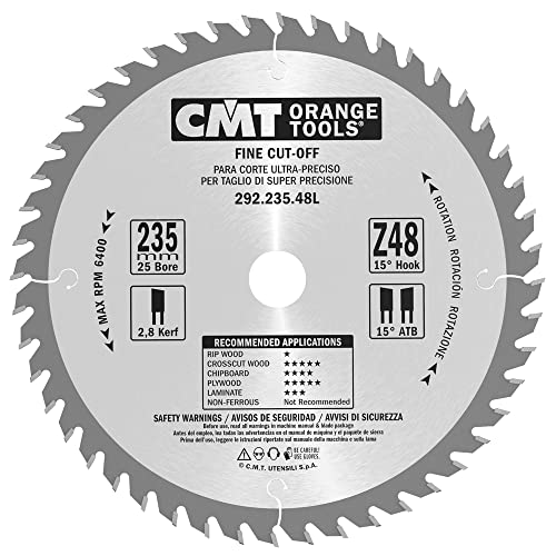 CMT ORANGE TOOLS 292.235.48L - QUERSCHNITTSÄGE FÜR HANDMASCHINEN 235X2.8X25 Z=48 15° WECHSELZAHN von CMT