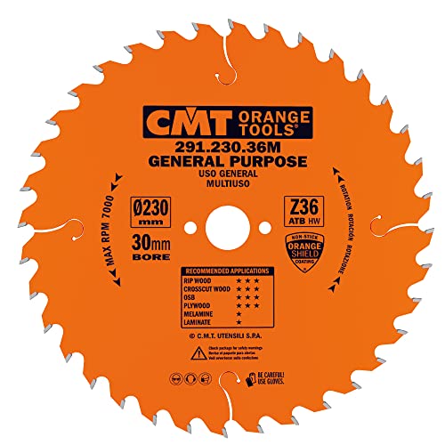 CMT Orange Tools Kreissägeblatt HW 230 x 2,8 / 1,8 x 30 Z=36 15° ATB - 291.230.36M - für Längs- und Querschnitte von CMT