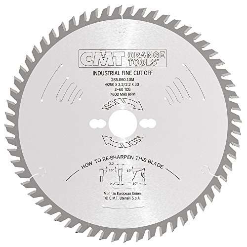 CMT Orange Tools Kreissägeblatt HW 250 x 3,2 / 2,2 x 30 Z=60 15° ATB - 285.060.10M - für Querschnitte von CMT