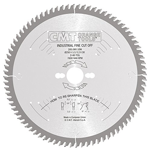 CMT Orange Tools Kreissägeblatt HW 250 x 3,2 / 2,2 x 30 Z=80 15° ATB - 285.080.10M - für Querschnitte / Feinschnitte von CMT