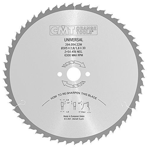 CMT Orange Tools Kreissägeblatt HW 305 x 2,8 / 1,8 x 30 Z=54 15° ATB - 294.054.22M - für Querschnitte von CMT