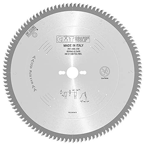 CMT Orange Tools Kreissägeblatt HW 350 x 3,2 / 2,5 x 30 Z=108 TCG - 297.108.14M - für eisenfreies Material, Plastik und Laminat von CMT