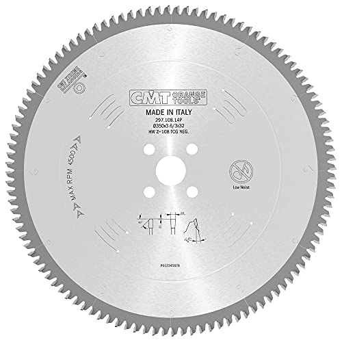 CMT Orange Tools Kreissägeblatt HW 350 x 3,2 / 2,5 x 32 Z=108 TCG - 297.108.14P - für eisenfreies Material, Plastik und Laminat von CMT