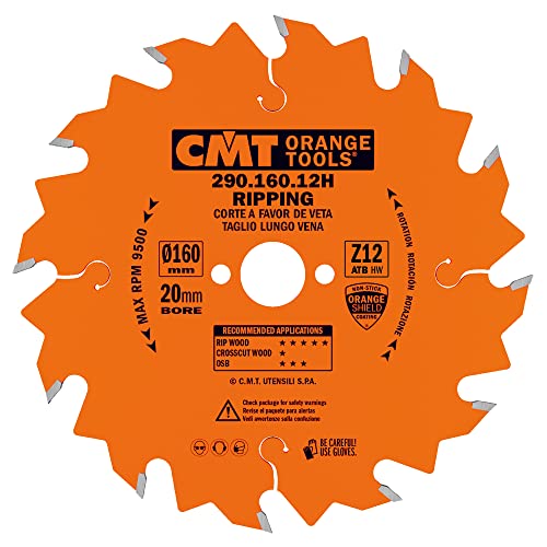 CMT Ripping Sägeblatt 12 Tooth Micrograin Wolframcarbid, 160 x 20 mm von CMT