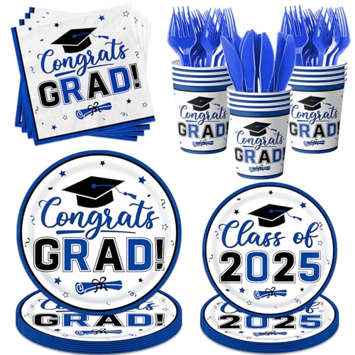 Graduation Decorations Class of 2025 Graduation Plates and Napkins and Cups (Blue) von CMUSKO