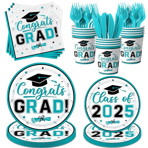 Graduation Decorations Class of 2025 Graduation Plates and Napkins and Cups (Teal) von CMUSKO