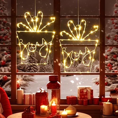 120 LED Weihnachtsdeko Fenster, 8 Modi Weihnachtsbeleuchtung, Warmweiß Lichterkette Fenster Batteriebetriebene mit Fernbedienung und Timer, Geschenk Lichtervorhang für Innen Außen Hochzeit (2 Stück) von CMYK