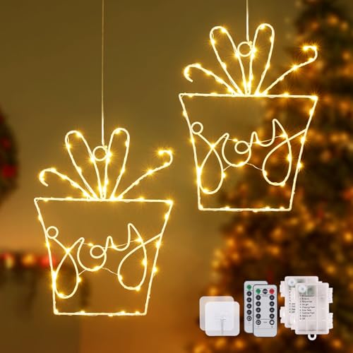 120 LED Weihnachtsdeko Fenster, 8 Modi Weihnachtsbeleuchtung, Warmweiß Lichterkette Fenster Batteriebetriebene mit Fernbedienung und Timer, Geschenk Lichtervorhang für Innen Außen Hochzeit (2 Stück) von CMYK