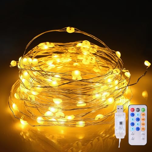 CMYK Led Lichterkette Innen,20M 200LED USB Lichterkette mit Timer und Fernbedienung 8 Modi Fairy Lights Weihnachtslichterkette und Außen Warmweiß Weinachtsdekorationen für Kinderzimmer, Warmweiß von CMYK