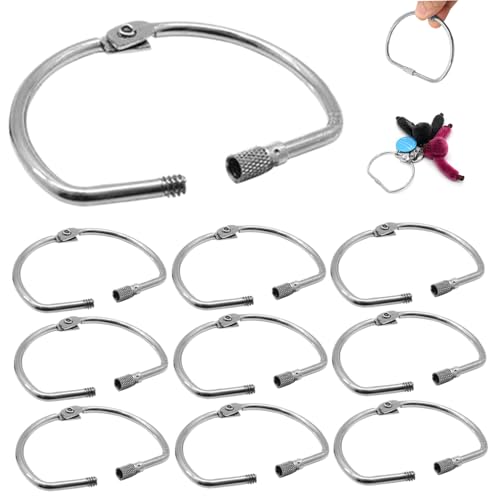 10 pcs Bindemittelringe 3 Zoll, D-förmige Lose Blattbindemittel Ringe, Metallringe Einfache Verriegelung und sichere Öffnungsbuchringe mit Schraubenschloss, Metallringe für Karteikarten, Blitzka von CNAFGBGG