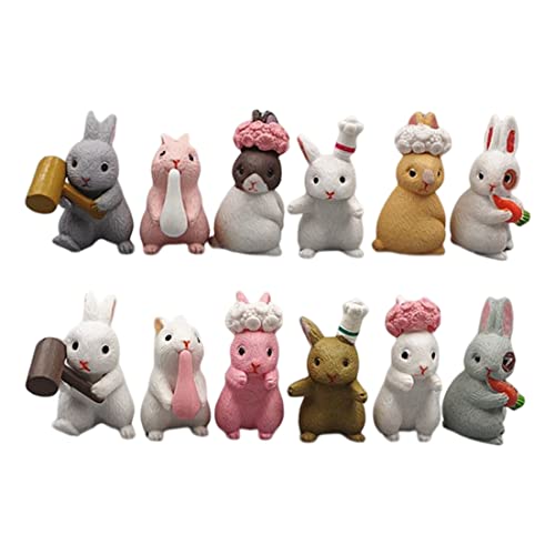 12pcs Ostern Kaninchenkuchen Toper Set Bunny Cupcake Topper Miniatur Hasenkranz Hasen Puppe Mikro Landschaft Ornamente von CNAFGBGG