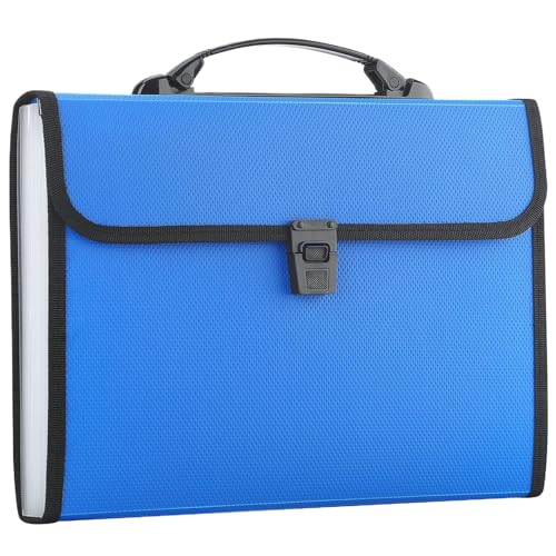 1PC Akkordeon Datei Organizer, Ordner Organizer wasserdicht 13x9.4 Datei Organizer mit Handle und 13 Taschen, die zippered tragbare Dokumentenorganisator für Brief/A4, Akademiker, Business, Blau von CNAFGBGG