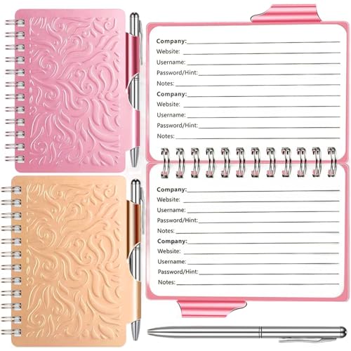 2pcs Passwort Buch 4.5 x 4 x 1 Edelstahl Passwort Keeper Tragbarer Passwort Keeper Buch mit Stift Creative Metal Cover Notebook Kleinkennwort Buch für Schüler, Erwachsene, Senioren von CNAFGBGG