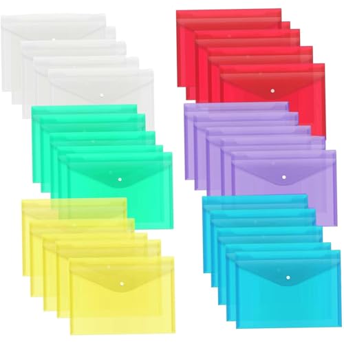 30pcs Kunststoffumschläge mit Schnappverschluss 13 x 9 Zoll eingedickte Kunststoffordner für Dokumente Plastikdatei Ordner wasserdichte Clear Clear Envelope -Beutel für Schul- und Büroversorgung von CNAFGBGG