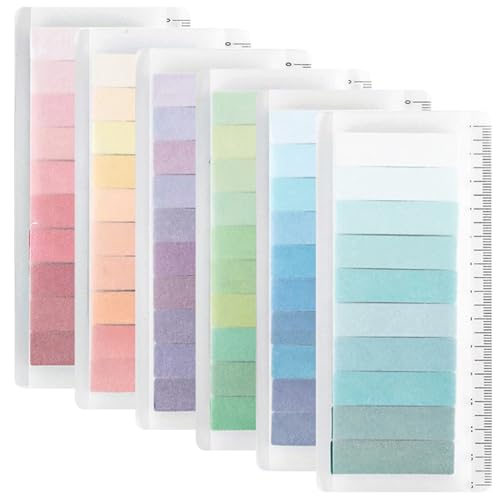 6 Set Book Tabs, Sticky Tabs 900pcs Gradient SCHREIBUNG STANDATION TAB in 60 Farben, neu positionierbare japanische Papierkleber -Registerkarten zum Lesen von Notizen, Markieren von Büchern und von CNAFGBGG