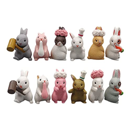 CNAFGBGG 12pcs Ostern Kaninchenkuchen Toper Set Bunny Cupcake Topper Miniatur Hasenkranz Hasen Puppe Mikro Landschaft Ornamente. von CNAFGBGG