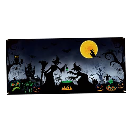 CNAFGBGG 1pc Halloween Garage Door Banner 13x6ft Hexen -Garagen -Tür -Abdeckung mit typischen, lebendigen festlichen gruseligen Halloween Garage -Türdekorationen, Style2 von CNAFGBGG