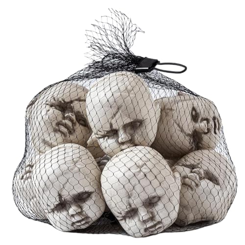 CNAFGBGG Halloween gruseliger Puppenkopf 10pcs Kunststoff 2,8x2,8x2,4 Zoll gruseliger Puppenkopf mit Tasche DIY, um gruselige Babypuppe für Haunted House Halloween Party Supplies Dekor zu malen. von CNAFGBGG