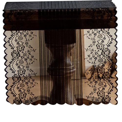 CNAFGBGG Lace Tisch Runner 18x47 '' Elegant Hollow Black Lace Tisch Runner mit gekrümmten Kanten Easy Care Lace Runners für Tische mit Langer Herkunft für Tischschrankbett. von CNAFGBGG