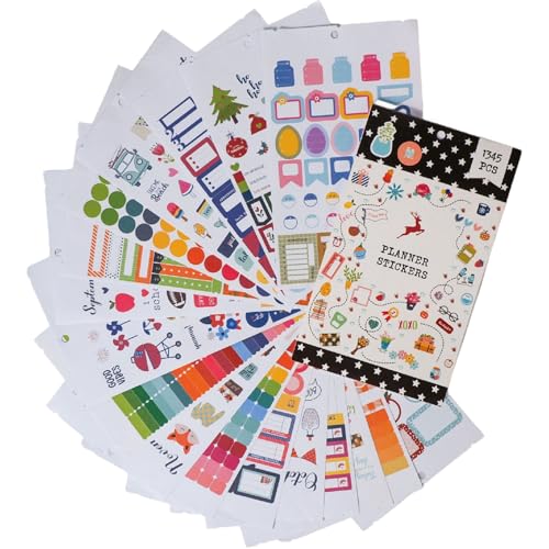 Planer Aufkleber 1345 Aufkleber 28 Blatt Scrapbook Sticker Ästhetische Aufkleber 4.7x7,9 Zoll Papierjournalaufkleber Aufkleber Lustige DIY -Kalender -Aufkleber Planer Journaling Supplies von CNAFGBGG